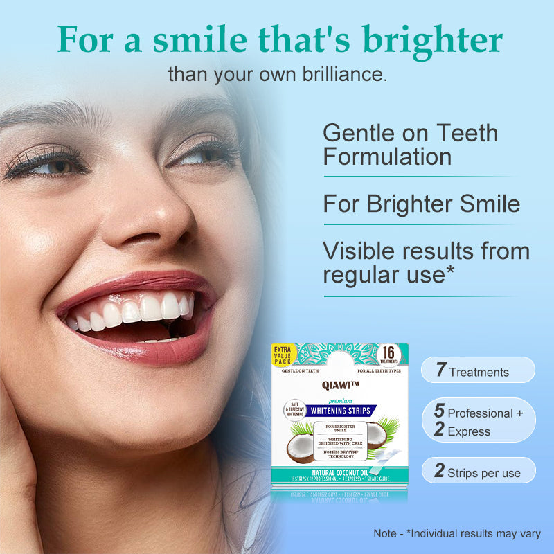 QIAWI™ Advanced Teeth Whitening Strips – Mess-Free, No-Slip, Long-Lasting Brightness!