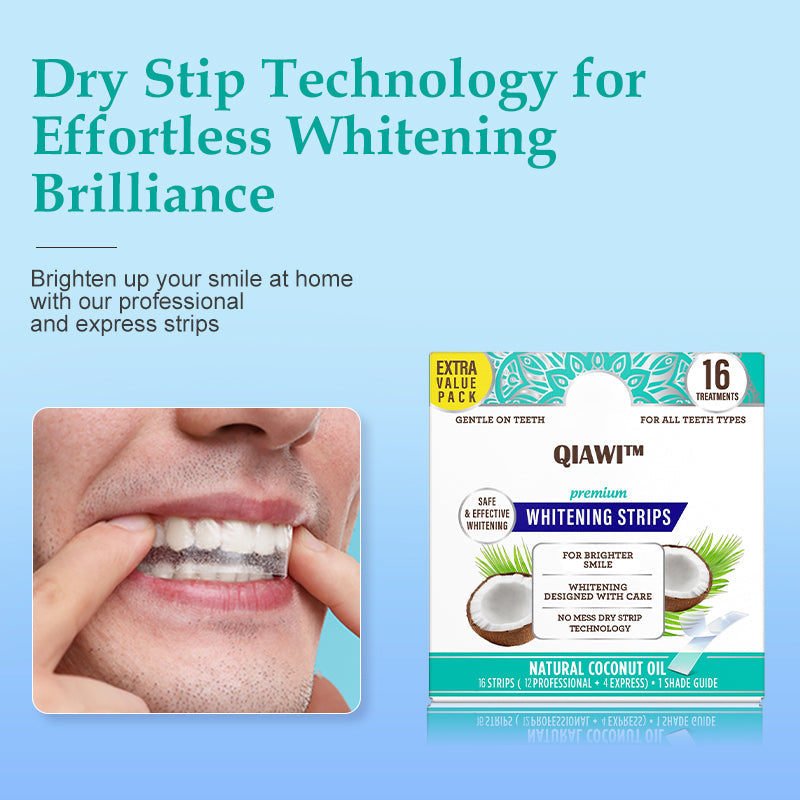 QIAWI™ Advanced Teeth Whitening Strips – Mess-Free, No-Slip, Long-Lasting Brightness!