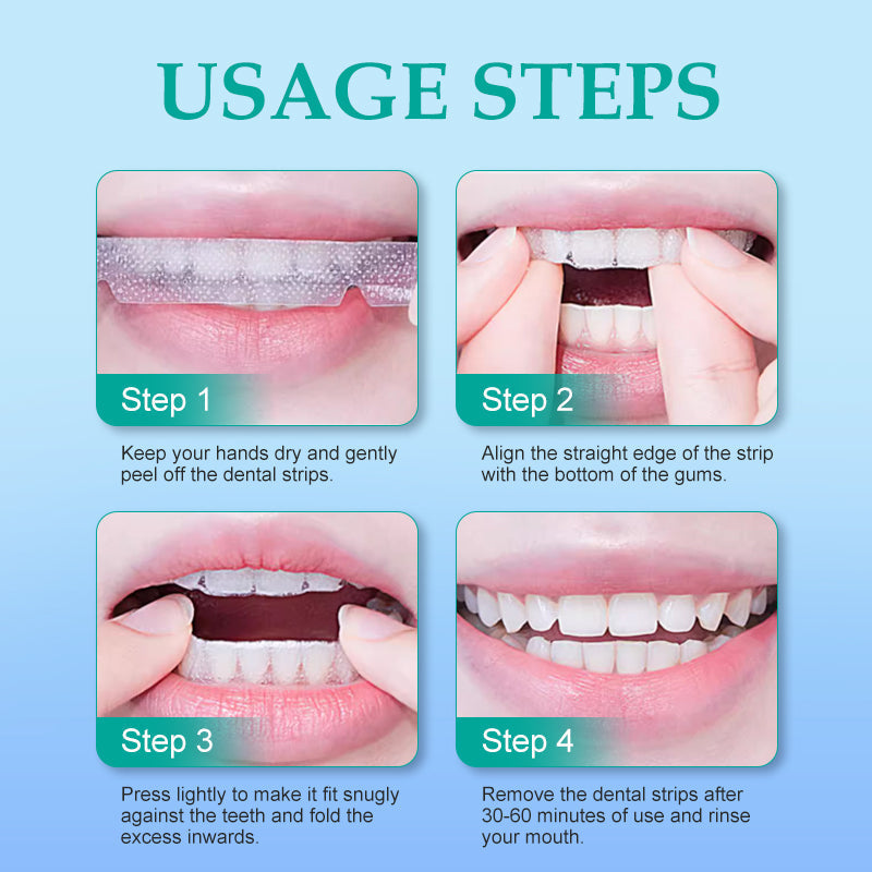 QIAWI™ Advanced Teeth Whitening Strips – Mess-Free, No-Slip, Long-Lasting Brightness!
