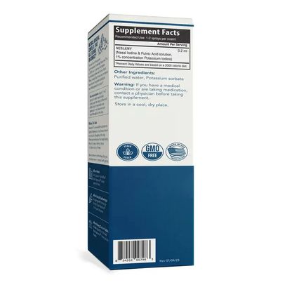 Nasal Cleanse– Neutralize Nose - Iodine + Fulvic Acid Blend -100% Natural Mineral Complex – (2 oz. Bottle+Nasal Sprayer)