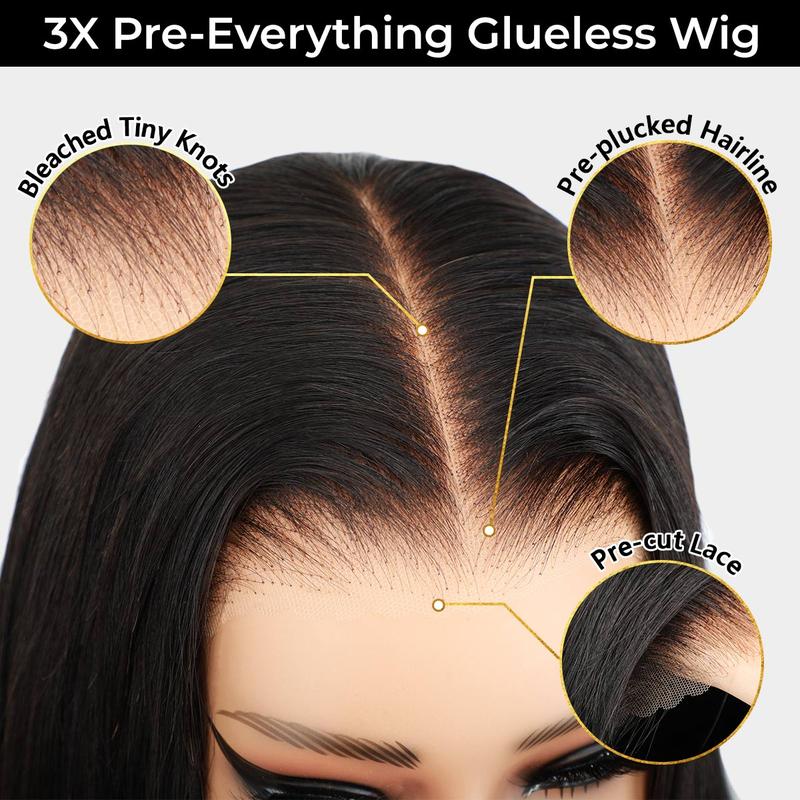 Sale Happening Now:70%OFF🔥Pre-Cut Lace Kinky Straight 360 Full Lace Frontal Glueless Wig With Invisi Drawstring Pre Plucked Human Hair Wig